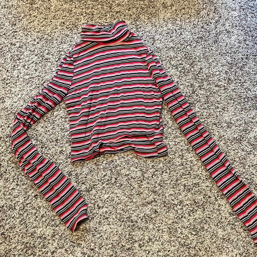 Adorable 70s sequel striped cropped turtle neck.